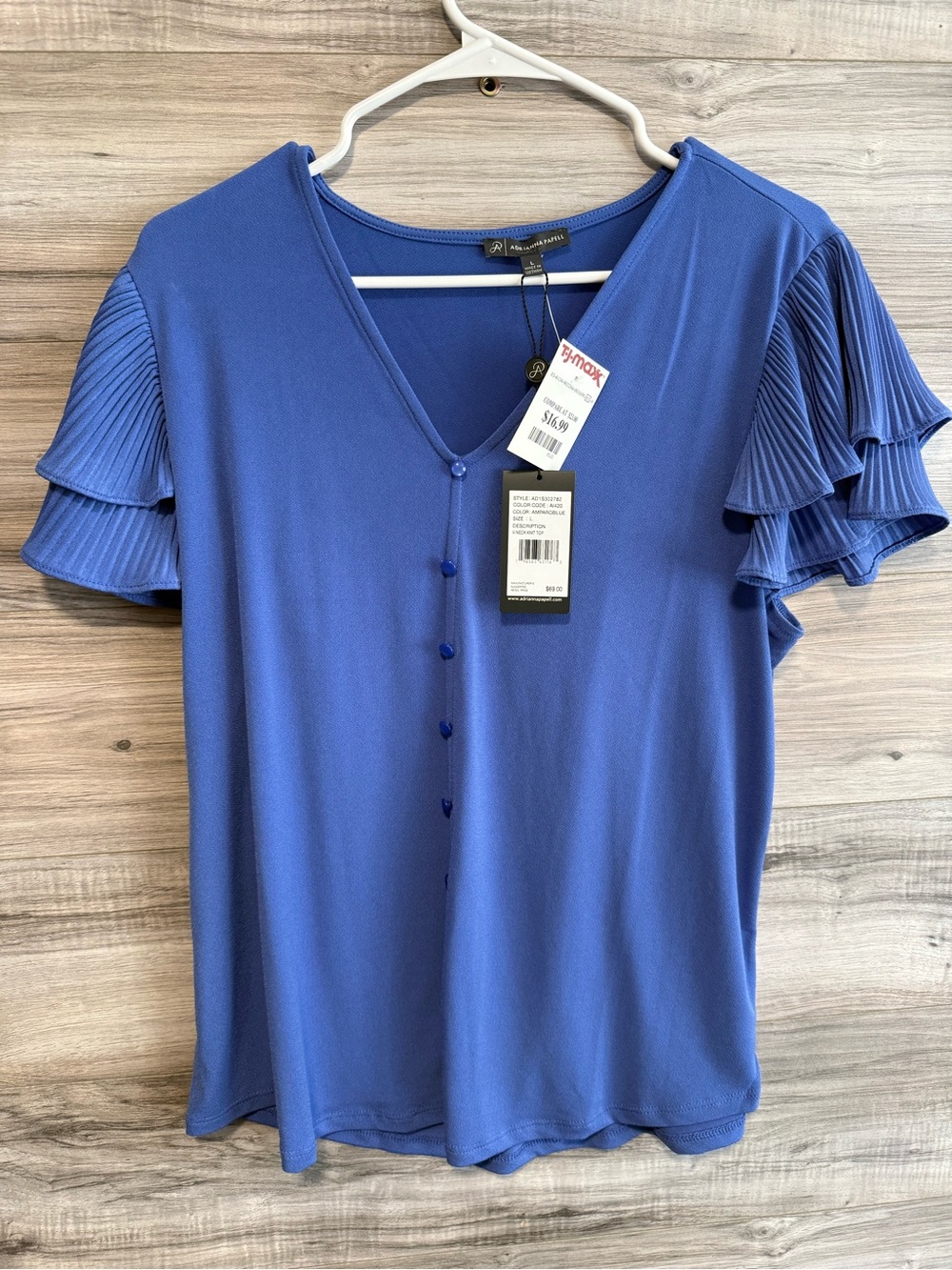 NWT Adrianna Papell blue short sleeve shirt
